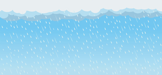 Wall Mural - cloud and rain, rainy season, weather nature background, flood natural disaster, vector illustration
