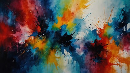 Wall Mural -  Abstract acrylic and watercolor painting