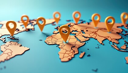 Poster - world map with location markers.