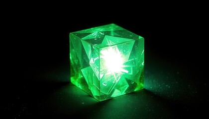 Wall Mural - Green Crystal Prism with Light Shining Through.