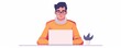© PoyTumStudio - A smiling man in glasses works on his laptop at home, surrounded by indoor plants, showcasing a modern workspace.