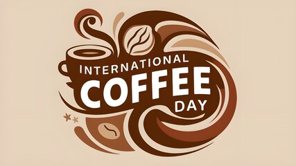 Rustic Coffee Day Logo Celebrating International Coffee Day with Vintage and Classic Design