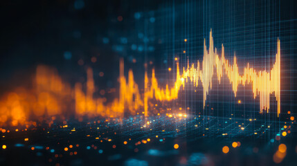 Poster - Dynamic Forex Trading Chart with Vibrant Data Visualization in Dark Background Depicting Financial Market Trends and Currency Exchange Rates at Night