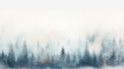 Naklejka na meble A painting of a forest with trees and snow