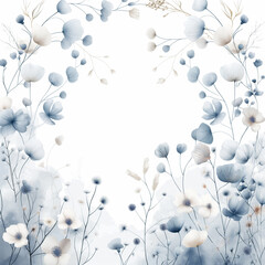 Wall Mural - A blue and white flowery background with a heart in the center