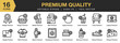 © spacepixel - Premium Quality icon set. Editable Stroke Icon Collection. Includes premium apple, premium bottle, premium burger, premium cheese,  and More. Outline icons vector collection.