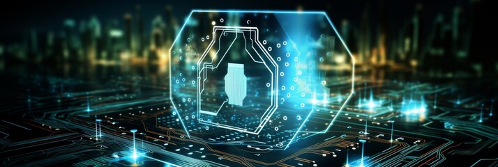 Poster - Cybersecurity and internet tech concept background with privacy and security technologies