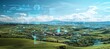 © Alex - Futuristic Data Overlay on Rolling Green Hills and Village