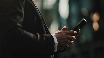 Businessman Using Smartphone in Urban Setting