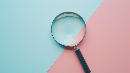 Canvas Print - Magnifying Glass on a Blue and Pink Background