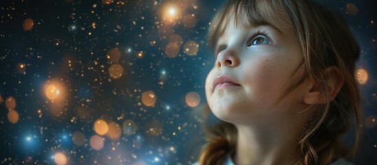 Wall Mural - Little Girl Gazing at the Stars