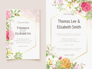 Wall Mural - Beautifull Floral Wedding Invitation Template