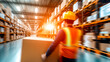 © NORN - Warehouse Worker Moving Boxes at High Speed.