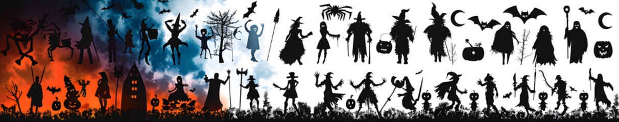 Wall Mural - Collection of halloween silhouettes