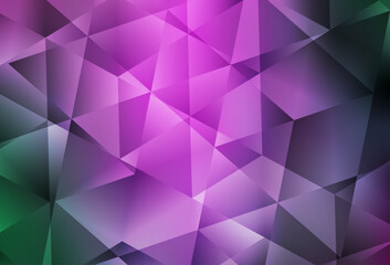 Poster - Light Pink, Green vector gradient triangles pattern.