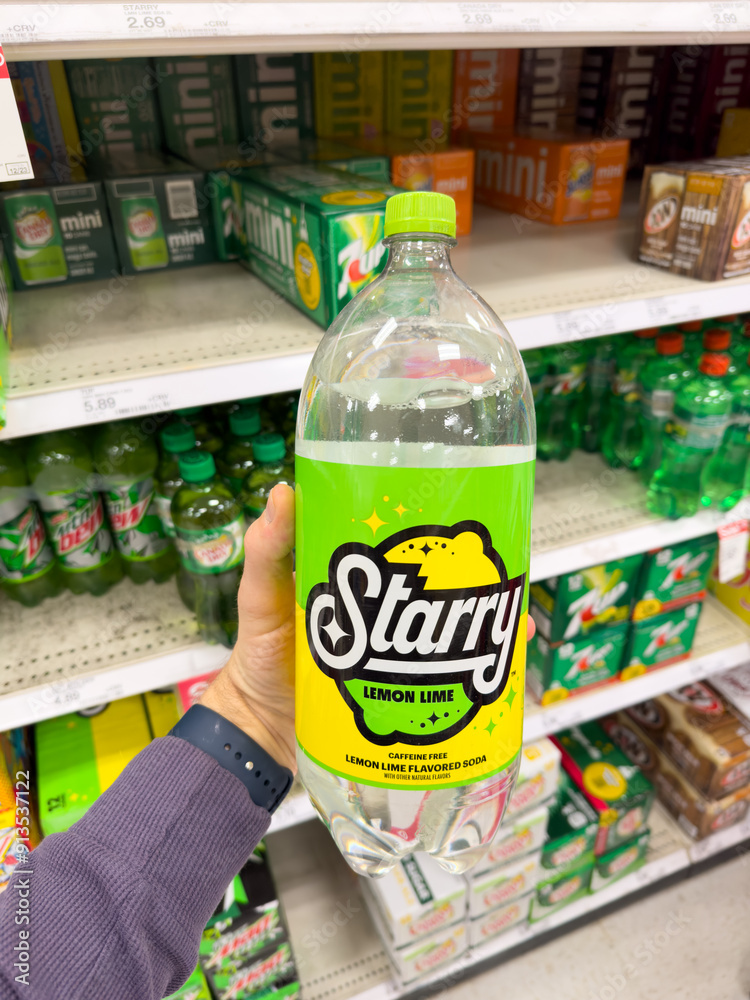 2 liter bottle of Starry lemon-lime flavored soda by PepsiCo. Stock ...