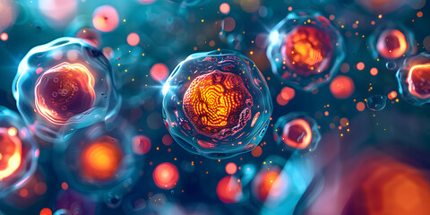 Poster - Abstract 3D Cells Background for Medicine and Science Lab Banner. Concept Medicine, Science Lab, Abstract, 3D Cells, Background