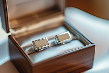 Wall Mural - A set of cufflinks in an elegant box