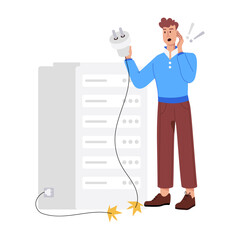 Wall Mural - A flat style illustration of server error 

