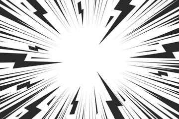 Poster - comic cartoon background with lightning burst effect. vector manga graphic with flash and abstract t