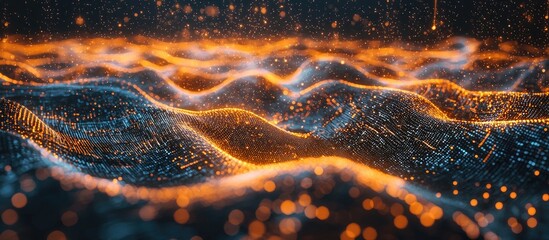 Poster - Digital innovation in blockchain big data neural networks and AI training High tech and technology backdrop with 3D rendering and ample copy space