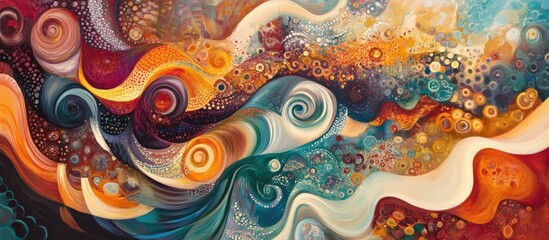 Poster - Dynamic Wave Patterns A Composition of Swirling and Twisting Motifs Reflecting Education Research and Modern Science Themes
