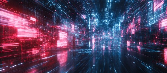 Fototapete - Futuristic 3D rendering of the year 2030 featuring high tech screen effects and dramatic visual glitches with diverse interference patterns