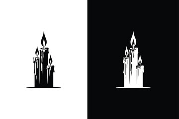 candle icon silhouette template black white color editable. candle symbol vector sign isolated on wh
