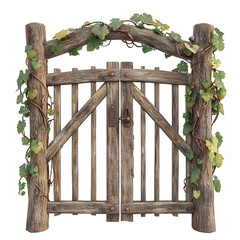 Wall Mural - A rustic vineyard gate on transparent background