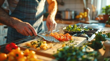 Wall Mural - Chefs prepare nutritious food using healthy, organic ingredients.