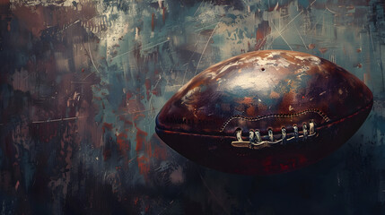 Wall Mural - A weathered leather football rests on a textured background.