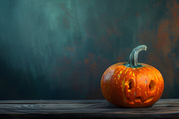 Wall Mural - Halloween pumpkin on dark background