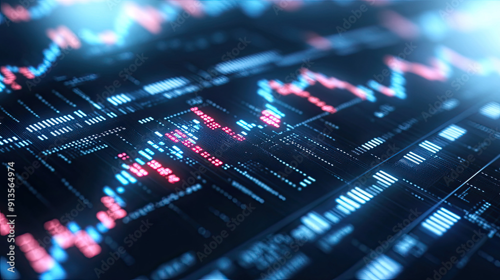 Digital stock market data chart showing financial growth and trends ...