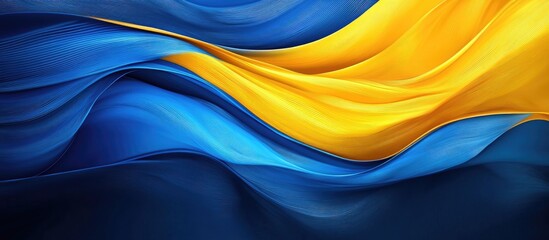 Poster - Vibrant Abstract Background with Smooth Blue and Yellow Waves