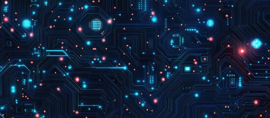 Poster - Seamless Circuit Board Pattern High Tech Electronic Background Texture