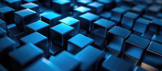 Poster - Innovative Design of Blue Cubic Industrial Technology Components for Enhanced Productivity