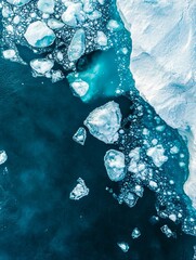 Wall Mural - A large body of water surrounded by ice floes in the ocean