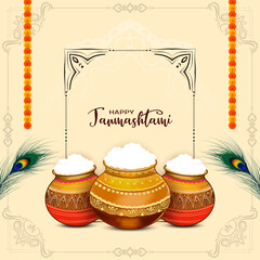 Poster - Traditional Happy Janmashtami Indian festival decorative background