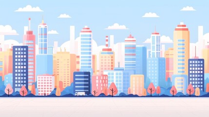 Wall Mural - Urban landscape, automated manufacturing hubs, flat design illustration