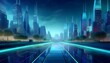 © CatNap Studio - 3D rendering of digital city concept with blue background.