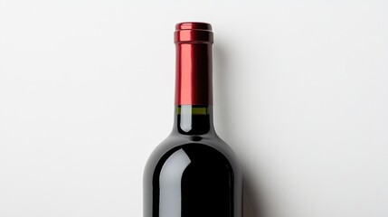 Poster - Isolated wine bottle top view on a white background. Ideal for showcasing wine labels and branding concepts.