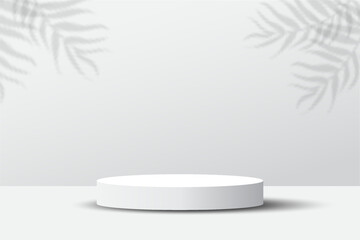 Poster - modern display podium stage with white and grey gradient color suitable for beauty display and presentation