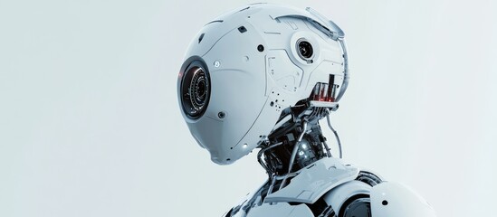 Poster - Futuristic 3D rendering of a droid robot showcasing advanced technology development artificial intelligence and machine learning concepts Innovative research in bionic robotics for the future of h