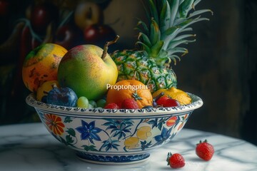 Bountiful Harvest. A rustic and inviting fruit bowl photography captured in high detail.