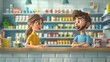 © GenerativeAIpicture - Cartoon 3D customer asking for assistance from store employee
