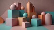© LIFE LINE - Geometric 3d smooth pastel shapes. Abstract background with light colour palette