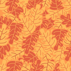 Wall Mural - autumn seamless pattern abstract floral background with leaves, hand drawing flat color.