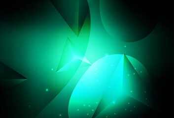 Poster - Dark Green vector Glitter abstract illustration with connection of triangle structure.