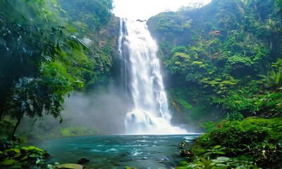 Sticker - waterfall in the forest