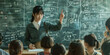 © Aigo labs - A young female teacher stands in front of a classroom, engaging her students in a lively discussion.
